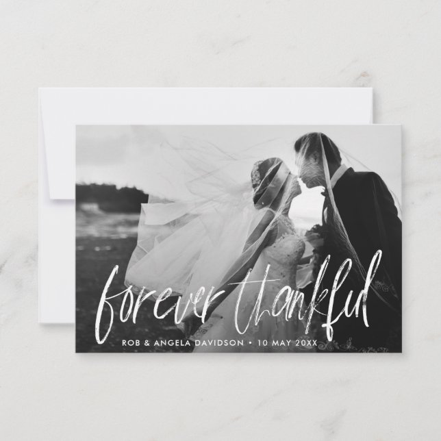 Tarjeta De Agradecimiento boda con membrete de pincel (Anverso)