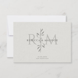 Tarjeta De Agradecimiento Boda con monograma botánico elegante