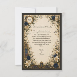 Tarjeta De Agradecimiento Boda con monograma crest gótico real medieval