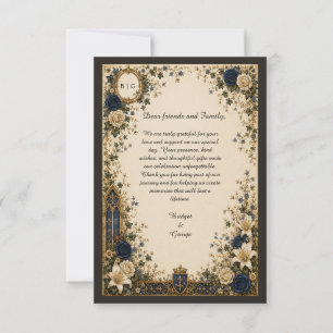 Tarjeta De Agradecimiento Boda con monograma crest gótico real medieval