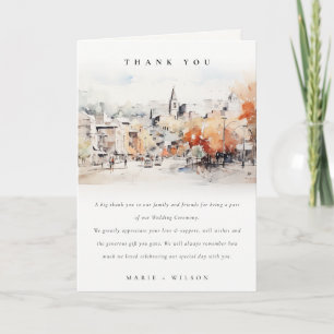 Tarjeta De Agradecimiento Boda con paisaje chic de Greenville, Carolina del