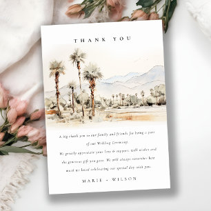 Tarjeta De Agradecimiento Boda con paisaje de Palm Springs California Chic