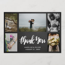 Tarjeta De Agradecimiento Boda con pizarra Cinco Fotos | Guión de agradecimi