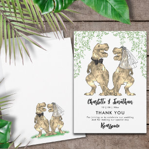 Tarjeta De Agradecimiento Boda con tema de dinosaurios, gracias