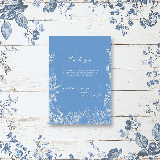 Tarjeta De Agradecimiento Boda con temática de Blue Toile Ocean (Subido por el creador)