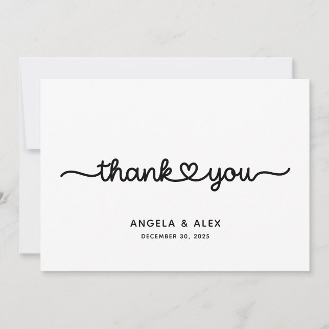 Tarjeta De Agradecimiento Boda Corazón Lindo (Anverso)