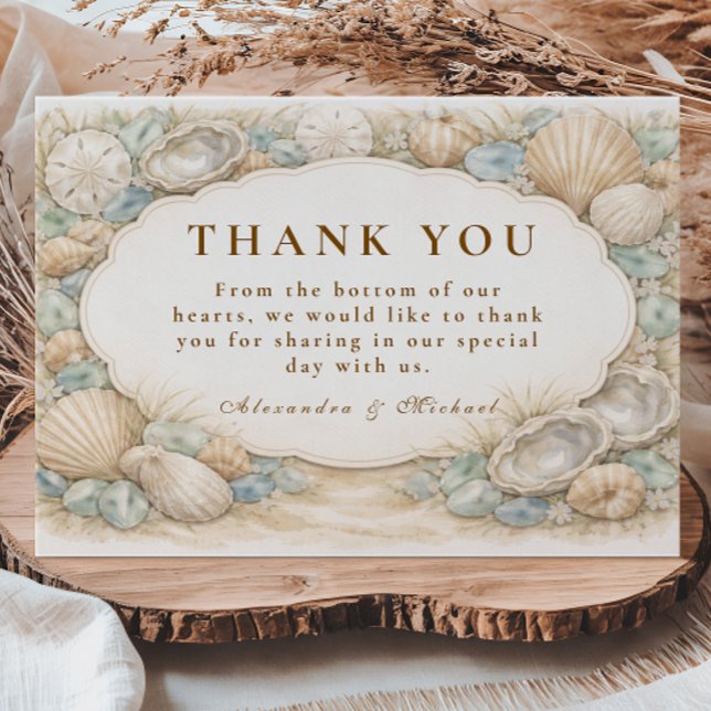 Tarjeta De Agradecimiento Boda Corona de Playa Neutral (Subido por el creador)