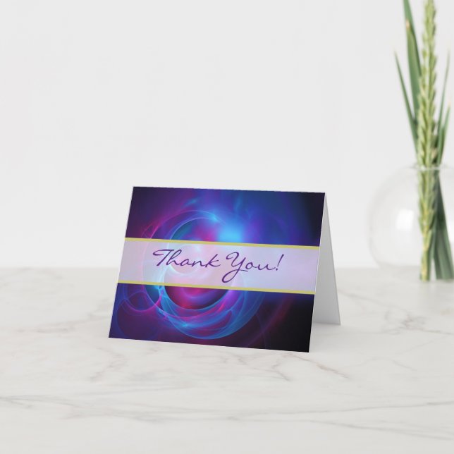 Tarjeta De Agradecimiento Boda cósmico rosa y violeta azul gracias (Anverso)