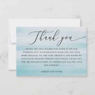 Tarjeta De Agradecimiento Boda Costera   Azul Náutico con Letra Elegante