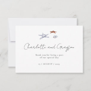 Tarjeta De Agradecimiento Boda Costera con Acuarela en Ocean Beach, Agradeci