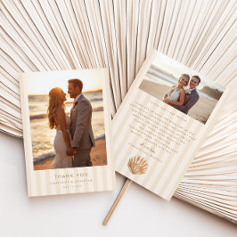Tarjeta De Agradecimiento Boda Costera con Monograma de Concha Caprichosa