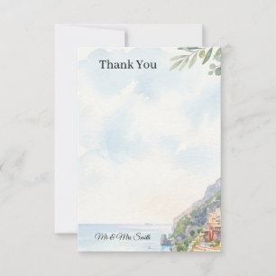 Tarjeta De Agradecimiento Boda Costera de Azul Pálido