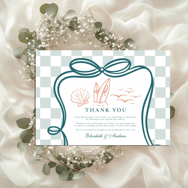 Tarjeta De Agradecimiento Boda Costera Dibujada a Mano (Subido por el creador)