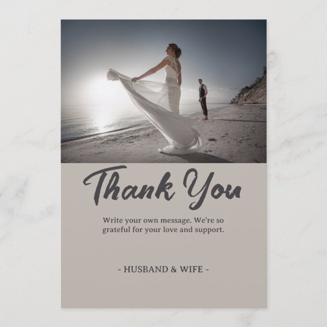 Tarjeta De Agradecimiento Boda costera suave y neutral personalizable (Anverso)