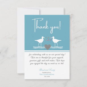 Tarjeta De Agradecimiento Boda costero náutico deslumbrante sandpipers azule
