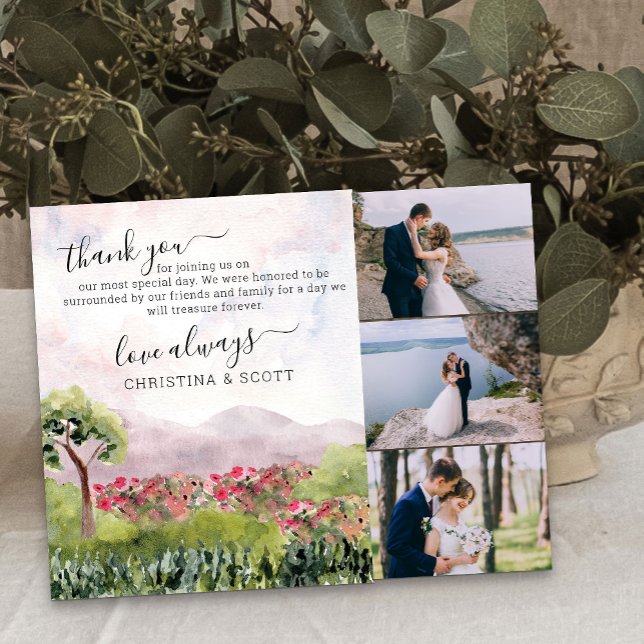 Tarjeta De Agradecimiento Boda Country Meadow (Wedding photo thank you cards from the Country Meadow collection)
