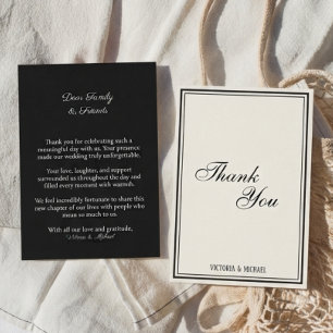 Tarjeta De Agradecimiento Boda crema marfil sin tiempo negro atrevido dinero