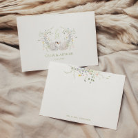 Boda Cresta de Monograma Floral de Cisnes