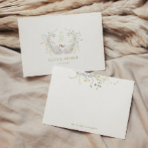 Boda Cresta de Monograma Floral de Cisnes