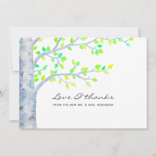 Tarjeta De Agradecimiento Boda de abedul en acuarela de primavera