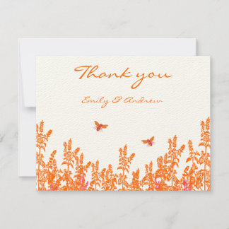 Tarjeta De Agradecimiento Boda de abeja de bullición romántica de flor silve