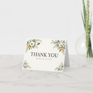 Tarjeta De Agradecimiento Boda de abejas acuarela flores silvestres