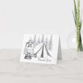 Tarjeta De Agradecimiento Boda de acampada de carpas, farolillos y bosquejos