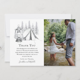 Tarjeta De Agradecimiento Boda de acampada de carpas, farolillos y bosquejos