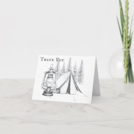 Tarjeta De Agradecimiento Boda de acampada de carpas, farolillos y bosquejos