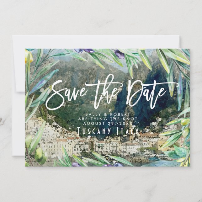 Tarjeta De Agradecimiento Boda de aceitunas amalfitas de Italia salva la tar (Anverso)