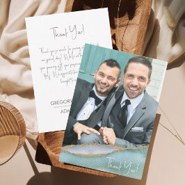 Tarjeta De Agradecimiento Boda de acento de oro de color de agua de lomo de 