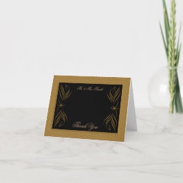 Tarjeta De Agradecimiento Boda de acentos de Black and Gold Scroll Gracias