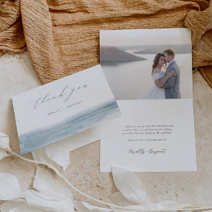 Tarjeta De Agradecimiento Boda de acuarela azul costero