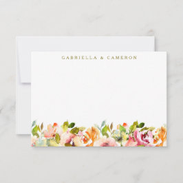 Tarjeta De Agradecimiento Boda de acuarela botánica floral de Borgoña