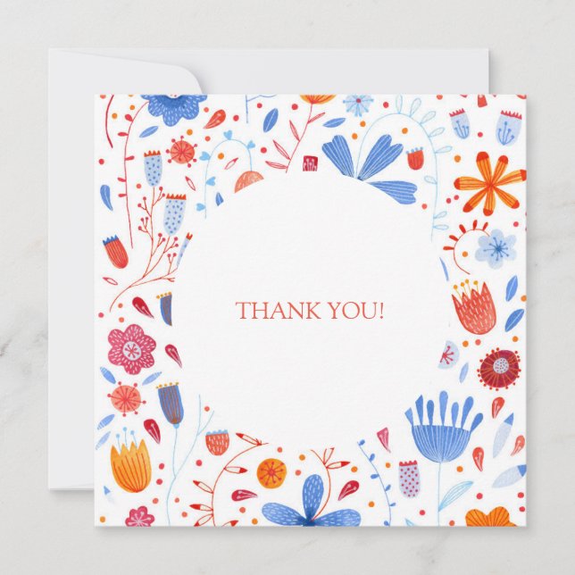 Tarjeta De Agradecimiento Boda de acuarela de flor Meadow (Anverso)