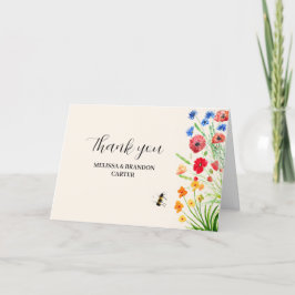 Tarjeta De Agradecimiento Boda de acuarela de flores silvestres rusas Gracia