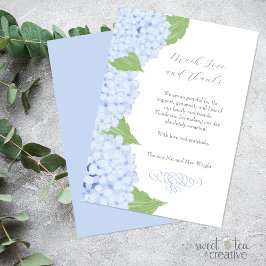Tarjeta De Agradecimiento Boda de acuarela de Hydrangea azul