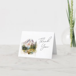 Tarjeta De Agradecimiento Boda de acuarela de Mount Rainier