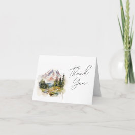 Tarjeta De Agradecimiento Boda de acuarela de Mount Rainier