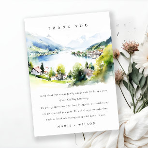 Tarjeta De Agradecimiento Boda de acuarela de paisaje de Lungern Suiza