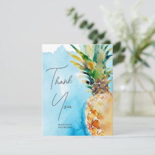 Tarjeta De Agradecimiento Boda de acuarela de piña tropical