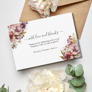 Tarjeta De Agradecimiento Boda de Acuarela de Rosa Púrpura Flor Silvestre