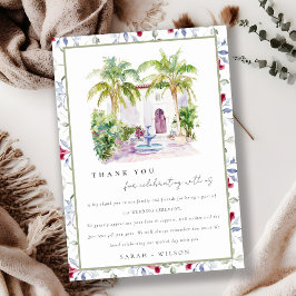 Tarjeta De Agradecimiento Boda de acuarela del patio tropical marroquí