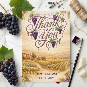 Tarjeta De Agradecimiento Boda de Acuarela en Viñedo de Napa Valley