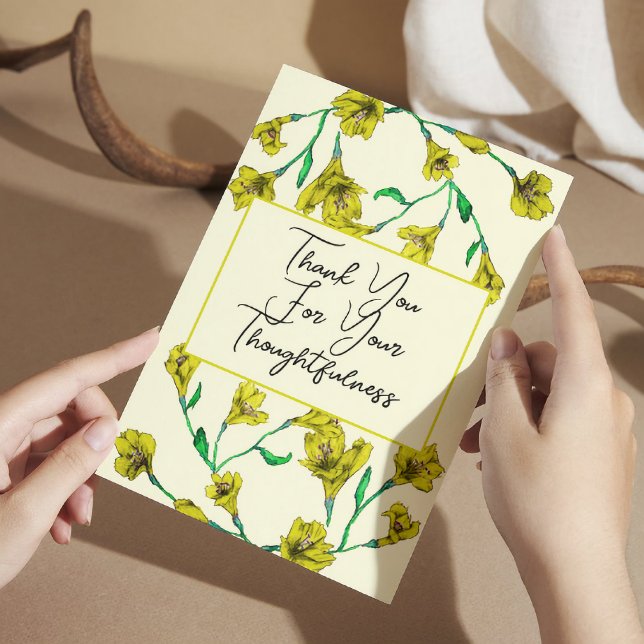 Tarjeta De Agradecimiento Boda de acuarela floral amarillo (Subido por el creador)