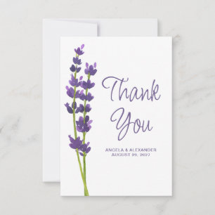 Tarjeta De Agradecimiento Boda de acuarela floral de lavanda