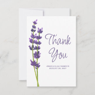 Tarjeta De Agradecimiento Boda de acuarela floral de lavanda