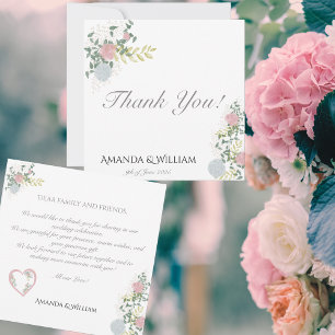 Tarjeta De Agradecimiento Boda de Acuarela Floral Fina