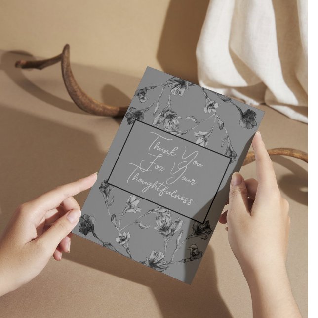 Tarjeta De Agradecimiento Boda de acuarela floral gris suave (Subido por el creador)