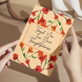 Tarjeta De Agradecimiento Boda de acuarela floral naranja